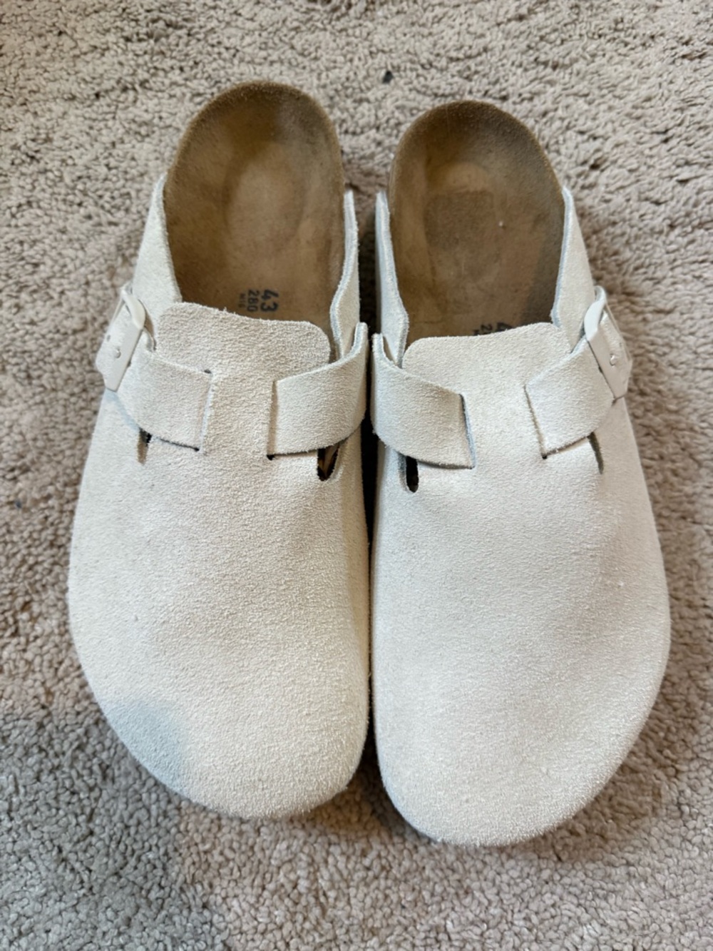 Birkenstock Suede Slip-On Clogs in Off-White